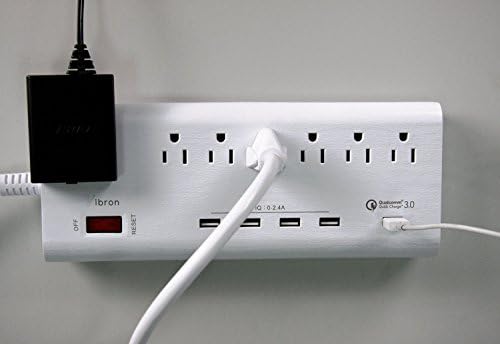 7 outlets power strip with Quick Charging USB ports (QC 3.0) and a free charging cable