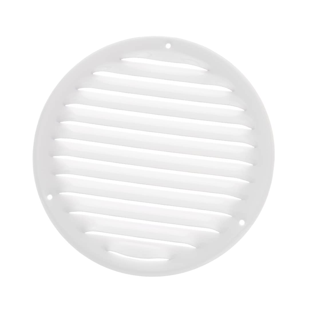 Ø 160mm / 6" inch White Round Metal Air Vent Grille Cover with Insect Mesh - Ventilation Cover