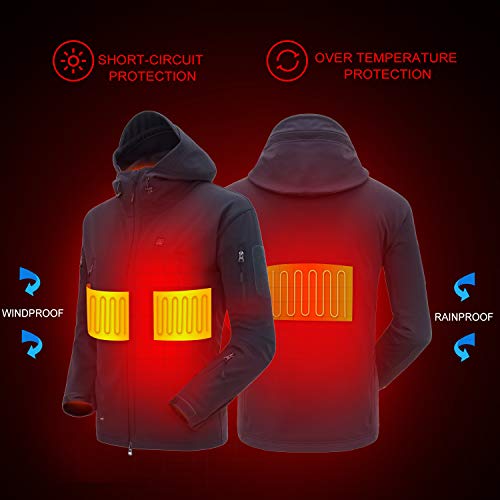 DEWBU Heated Jacket Outdoor Soft Shell Heating Clothing with 7.4V Battery Pack