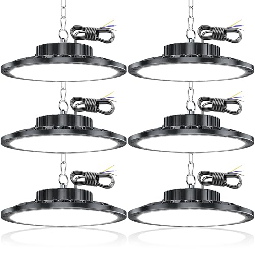 TASINUO - 100 W LED Garage Light Pack of 6 10000 Lumen UFO LED Garage Light IP65 Waterproof Outdoor Lamp 7000 K Cool White Workshop Warehouse Basement Factory