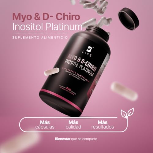 B Life Myo y D-Chiro Inositol | Ratio 40:1 | 400 cápsulas | 2000 mg por porción | Ingredientes Naturales | Myo & D-Chiro Inositol Platinum.