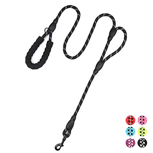 Photo 1 of Plutus Pet Rope Dog Leash 6ft Long,Traffic Padded Two Handle,Heavy Duty,Reflective Double Handles Lead for Control Safety Training,Leashes for Large Dogs or Medium Dogs,Dual Handles Leads(Black)