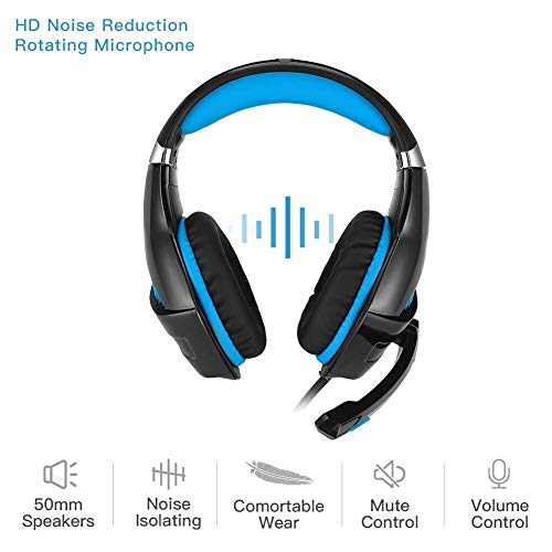 Gaming Headset,Proslife Game Headset with LED Lighting 3.5mm Surround Sound Noise Cancelling Microphone for Laptop, Desktop, MAC, Xbox, PS4, Phone Tablet