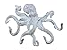 Rustic Whitewashed Cast Iron Octopus Hook 11 Inch - Decorative Hook - Sealife Metal Wall Hook