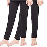 MANCYFIT Thermal Pants for Girls Fleece Lined Leggings Long Underwear Bottoms 2 Pack