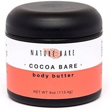 Nature Bare Body Care -Cocoa Butter Lotion - All Natural Organic and Vegan Ingredients - 4 ounce jar - Moisturize Hydrate and Protect