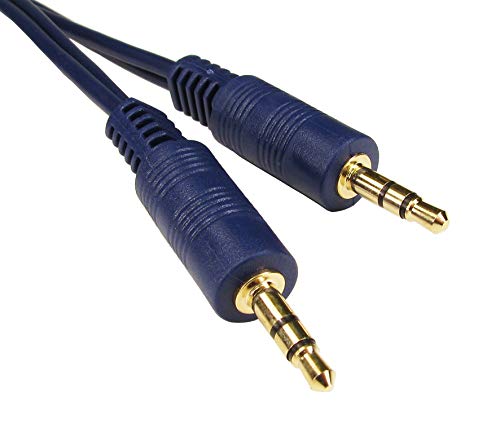 World of Data 3m 3.5mm Jack Cable - 24k Gold Plated - Shielded - Audio - Stereo - Male to Male | BLUE