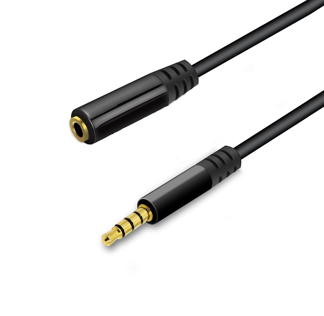 KUYiA 10FT/3M AUX 3.5mm Male to Female Stereo Cable Car Auxiliary Audio Cord Headphone With Metal Case Connecter Extension Cable for Smartphone, Tablet and MP3 Player BLACK