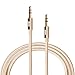 3.3 Ft Walo Nylon Aux cord / Aux Cable (3.5mm) , Auxiliary Audio Cable for Car / Home Stereo, Computer, Headphone, iphone, Android, Mp3 Players and more ( Gold )