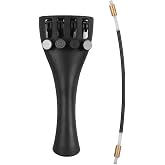 LiebeWH Violin Tailpiece Carbon Fiber 1/8 Size with 4 Fine Tuners Aluminum Alloy Black for Professional Violin Making and Repair