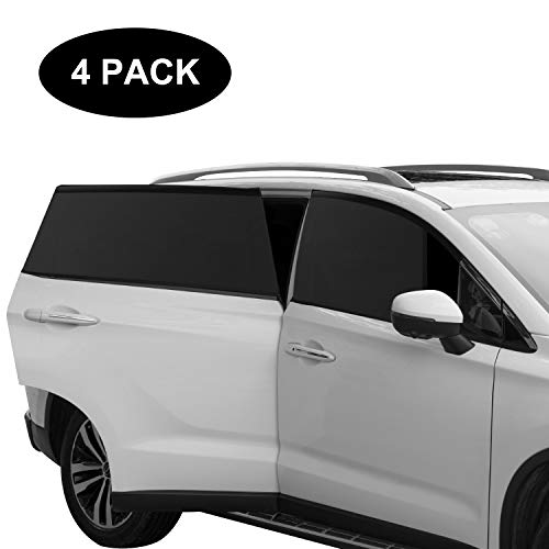 AURSINC Car Side Window Sun Shade, Breathable Mesh Sun Shield with UV Rays Protection Mosquito Prevention Fit for Cars, Trucks and SUVs Large Size-4 Packs