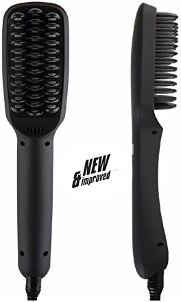 Hair Brush Straightener-Anti Static Ceramic Heating Detangling Hair Comb-Instant Silky Straight Hair Styling Straightening Iron PTC Heating Ionic Straightener Brush for Faster Straightening (Black)