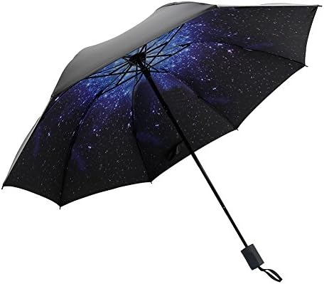 Hemons Travel Umbrella Black Adhesive Anti-UV>50 Sun Protection Lightweight Sunny &amp; Rainy Amphibious Folding Umbrella (#8)