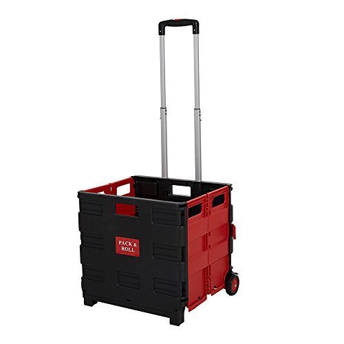 Livebest Multi-function Folding Two-Wheeled Shopping Cart Portable Lightweight Hand Utility Cart Medium Size, Load Capacity 55 Pounds (red) - Thumbnail 7