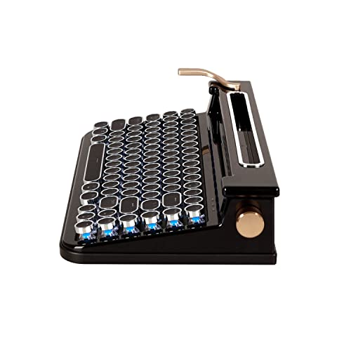 FINEDAY Keyboard 3.0, Blue Switch, Retro Wireless Mechanical Keyboard, Typewriter Designed, Bluetooth 5.0 ＆ USB up to 4 Devices, for Desktop PC/Lapto Al) FINEDAY Keyboard 3.0 Premium Aluminum Edition (with front logo)