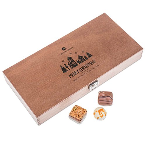 Merry Prestige - 30 handgefertigte Pralinen zu Weihnachten - Weihnachtspralinen in Holzkiste - Geschenk - Weihnachten… – Bild 3