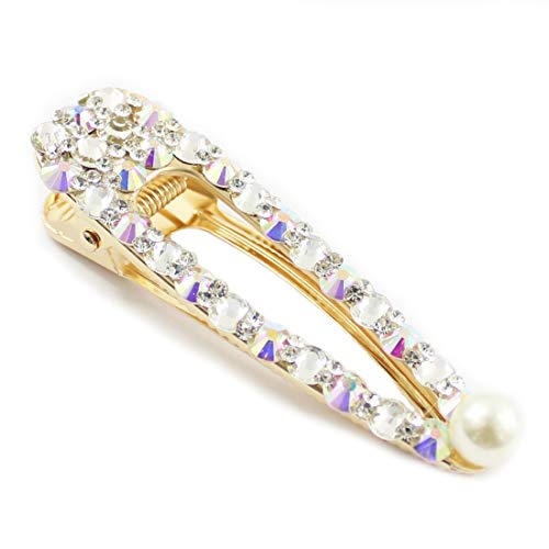 Rhinestone Hairpins Pearls Hair Clips for Women Girls Shiny Hair Barrettes Wedding Bridal Artificial Crystal Hairpins Handmade Bridesmaid Hair Accessories (3Pcs AB Crystal Hairpins) - Thumbnail 6