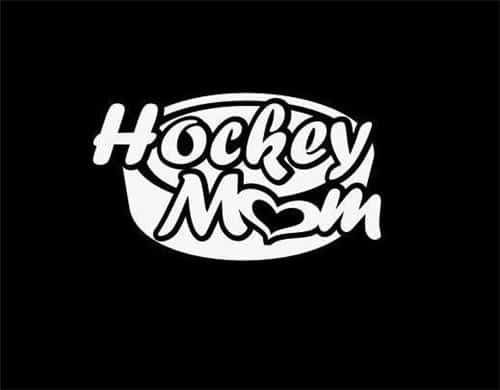 Hockey Mom Sports Mom Hockey Ice Stick Puck Vinyl Decal Sticker|WHITE| Cars Trucks Vans SUV Laptops Wall Art|5