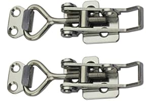 Lockable Adjustable Door Latch Buckle Cabinet Boxes Lever Handle Chest Toggle Catch Lock, 2 Pcs (1S, Range: 75-95mm)