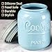 Mason Cookie Jar With Lid - Large Airtight Ceramic Kitchen Canister - Vintage Farmhouse Storage Jars with Lids - Rustic Decorative Air Tight Container For Cookies, Cracker, and Other Snacks (Blue)