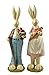 Easter Bunny Decorations Couple Rabbit Holding Bird Chutes and Carrot, Hand-painted Crafts Statue, Spring Easter Bunny Figurine-9''H
