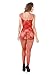 Deksias Fishnet Bodystocking Plus Size Crotchless Bodysuit Lingerie for Women (Plus Size, red)