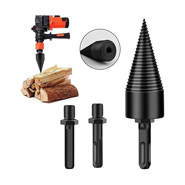Dciustfhe 3-Teilige Brennholz Holzspalter Bohrer, Abnehmbare Hochleistungsbohrer Holzspalterbohrer, Sechs Kant Rund… – Bild 5