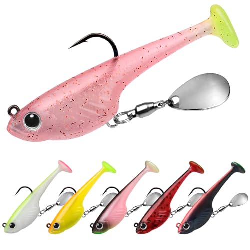 TRUSCEND Fishing Lures for Pike Trout, Soft Plastic Lures Swimbaits Pre-Rigged Ultra-Sharp BKK or VMC Hooks, Walleye Perch Bass Fishing Jigs Artificial Bait, Fishing Tackle for Saltwater & Freshwater