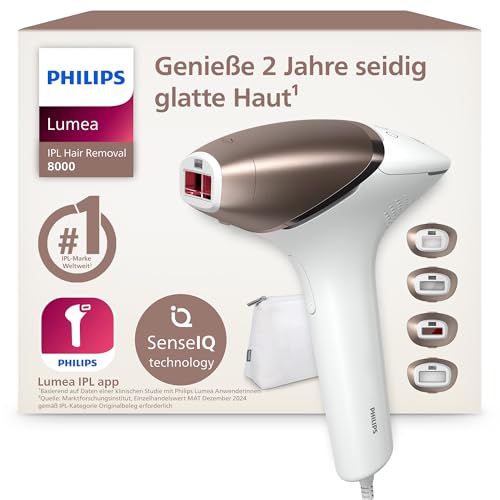 Philips Lumea IPL 8000 Series - IPL Geräte Haarentfernung für bis zu 2 Jahre seidig-glatte Haut¹ mit 4 Aufsätzen für Körper & Gesicht, kabellos, Alter