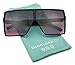 Big XL Large Oversized Super Flat Top Square Two Tone Color Fashion Sunglasses (Matte Black/Black Purple Lens, 69)