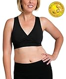 Soft French Terry Nursing Sleep Bra for Maternity / Breastfeeding (XXL-Busty, Black)