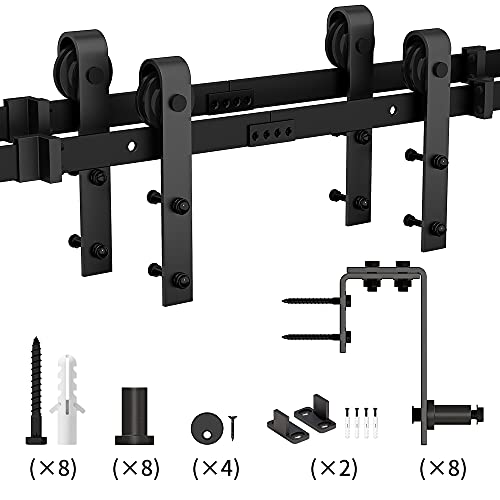 skysen 10FT Low Ceiling Heavy Duty Sliding Barn Door Hardware Double