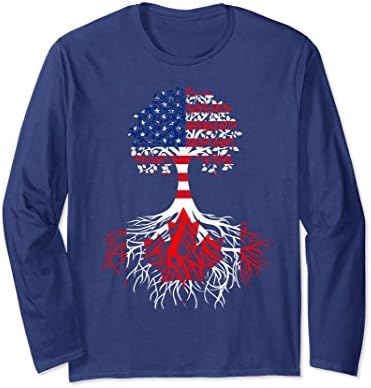 Unisex Canadian Roots American Branches Long Sleeve T-Shirt XL: Navy