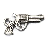 20 Gun Charms silver tone pistol hand gun charms