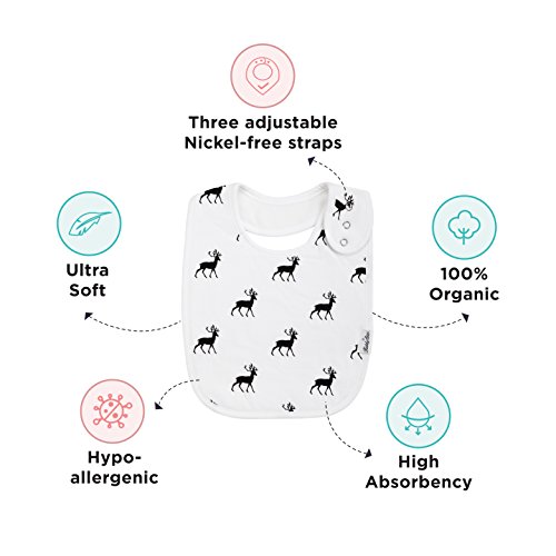 Premium, Organic Cotton Toddler Bibs, Unisex 5-pack Extra Large Baby Bibs for Boys and Girls by KiddyStar, Perfect Baby Shower Gift for Feeding, Drooling and Teething, Adjustable 3 Snaps - Thumbnail 4