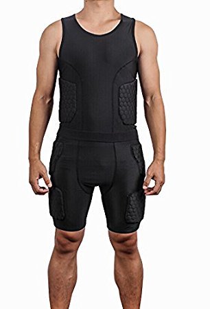 image for TUOY Men's Boys' Padded Compression Vest Ribs Hip and Thigh Protector 