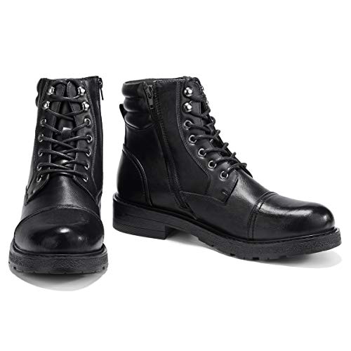 GM GOLAIMAN Men's Work Boots-Lace Up Zip Cap Toe Boot for Military Tactical Combat Motorcycle Hiking 11 M US, G11 Black - Thumbnail 6