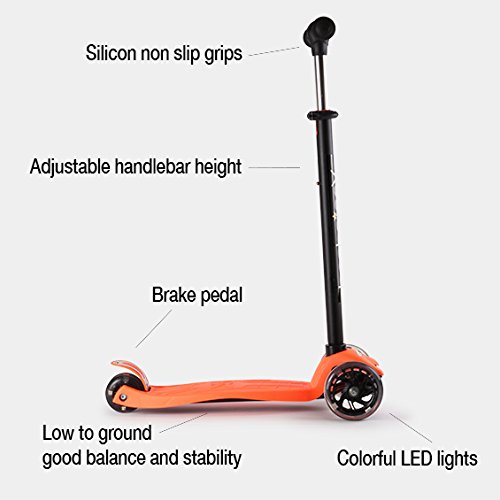 YESINDEED 3 Wheel Kick Scooter (Orange)