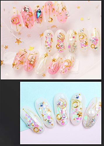 Nail Gems,Colorful Shiny 3D Nail Art Rhinestones Nails Gems Kit (4 Boxes) Multicolor Nails Gem Polish Rivets Studs Double-sided Glue Stickers Nail Arts Clippers Foil Equipment Acrylic