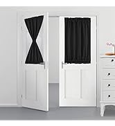 Caudblor Door Thermal Insulated Curtain Rod Pocket Blackout Curtain for French Door with Tieback ...