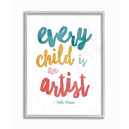 Stupell Industries Every Child is an Artist Picasso Quote Colorful Design Wall…