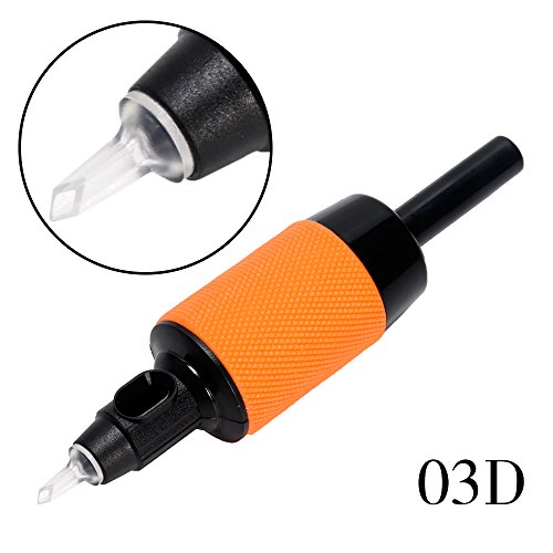 Solong Tattoo Sterilized Disposable Tattoo Tubes 1" 25mm Rubber Soft Yellow Grip with Assembled Black and Clear Tips Round/Flat/Diamond Tips 20pcs/Box G510-3DT