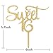 INNORU Sweet 16 Cake Topper - Gold Glitter Acrylic Sweet Sixteen Cake Topper - Happy 16th Birthday Party Decorations Supplies