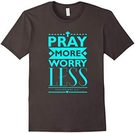 Men's Pray More Worry Less T-Shirt Medium Asphalt