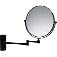 Cavoli 8-Inch Wall Mounted Makeup Mirror - Two-Sided Swivel With 10X Magnification & 13" Extendable Arm, Matte Black