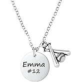 Personalized Engraved Softball Necklace with Name & Number, Custom Softball Gift, Softball Pendent Jewelry, Softball Players & Team Gifts
