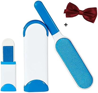 Pet Fur Remover with Self-Cleaning Base Double-Sided Brush for Dog Cat Hair - a Bow Tie Gift Included