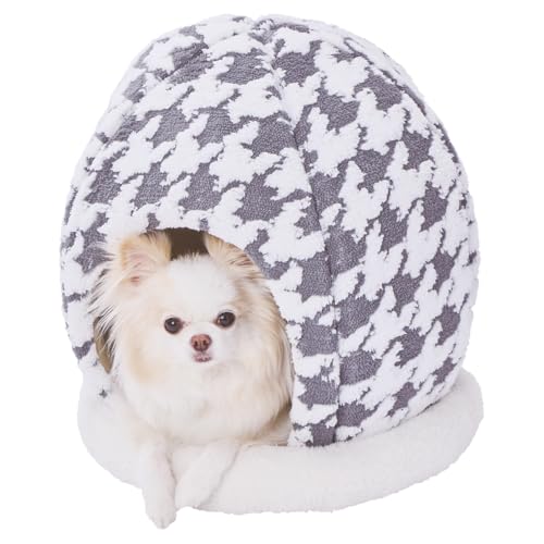 ペティオ (Petio) 犬猫用ベッド あったかくつろぎベッド ハットドーム アッシュグレイ