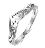 925 Sterling Silver Ring, BoRuo Filigree Thumb Chevron High Polish Comfort Fit Band Ring Size 9