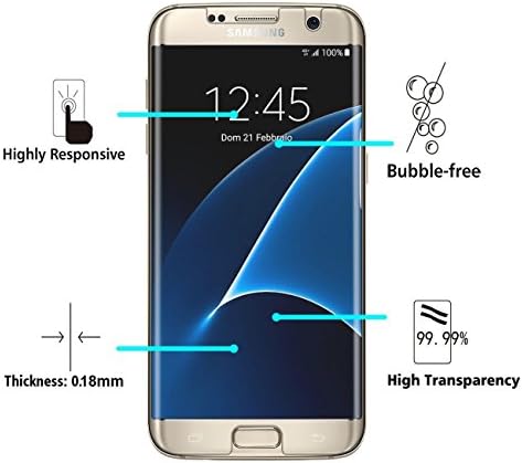 Galaxy S7 Edge Tempered Gorilla Cases Glass FITS with All Cases Compatible Premium Sensitive Flexible 0.26mm Tempered Glass Screen Protector for Samsung Galaxy S7 Edge (Black) (Clear)